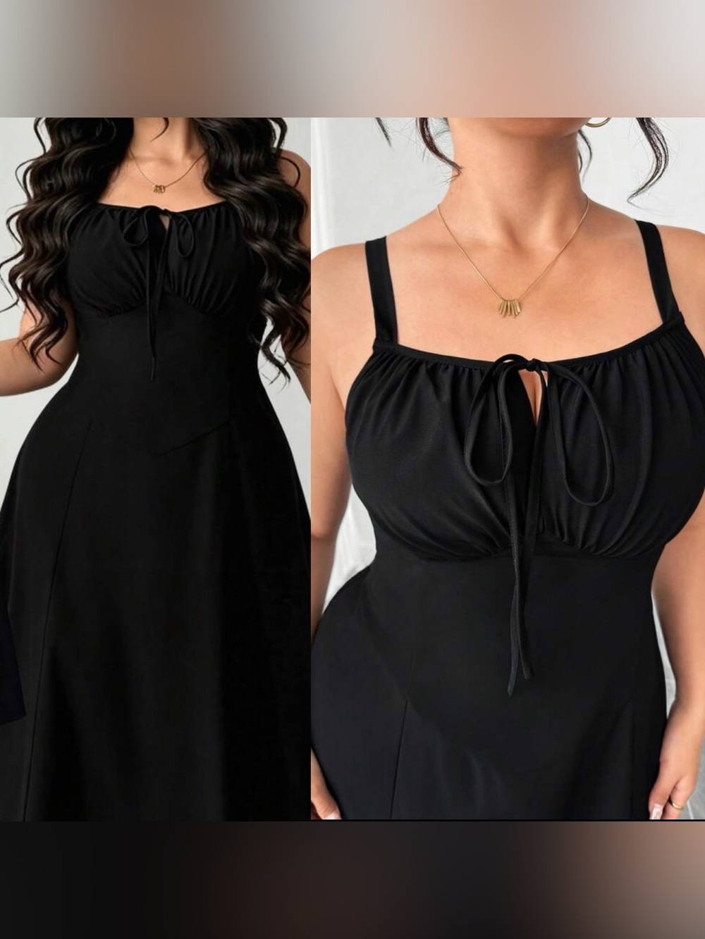 SHEINCurve Black Maxi Dress with Smocked Back and Side Slit - Picture 2 of 5